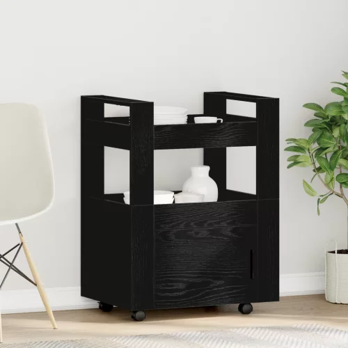 vidaXL Konyhai Kocsi Fekete Tölgy 60x45x80 cm Mérnöki Fa