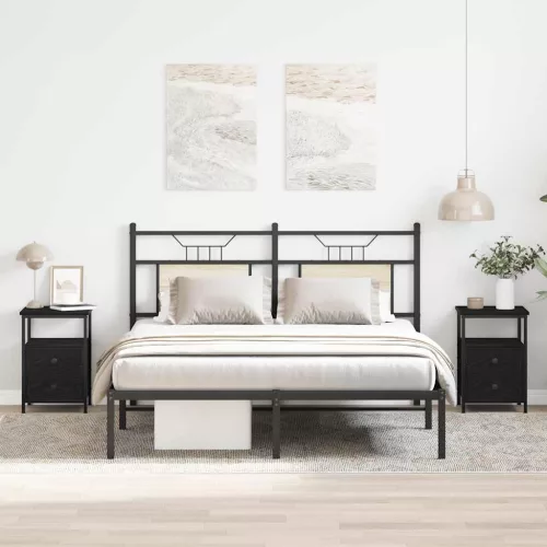 vidaXL 2 db fekete tölgyfa éjjeliszekrény 34 x 35,5 x 50 cm