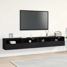   vidaXL TV Fali Szekrény 2 pcs Musta tammi 100 x 30 x 30 cm Faanyag