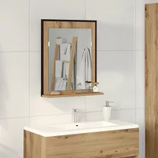   vidaXL Fürdőszobai Tükör Kézműves Tölgy 50x12x60 cm Fából