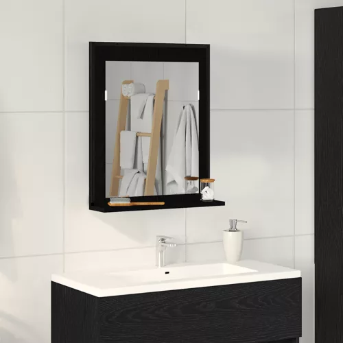 vidaXL Fürdőszobai Tükör Fekete Tölgy 50x12x60 cm Szerelt Fa