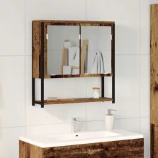   vidaXL Fürdőszobai tükrös szekrény Régi fa 60 x 16 x 60 cm Faanyag