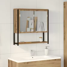   vidaXL Fürdőszoba Tükörszekrény Művészi tölgy 60x16x60 cm Szerelt Fa