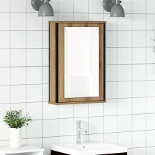   vidaXL kézműves tölgy szerelt fa tükrös fürdőszobaszekrény 42x12x60 cm