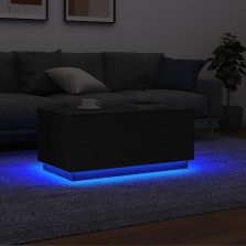   vidaXL fekete tölgyszínű dohányzóasztal LED-lámpákkal 90x49x40 cm