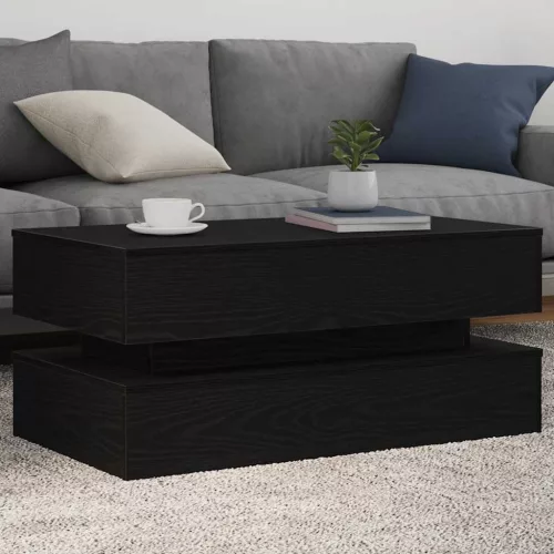 vidaXL fekete tölgy dohányzóasztal LED-lámpákkal 90x50x40 cm