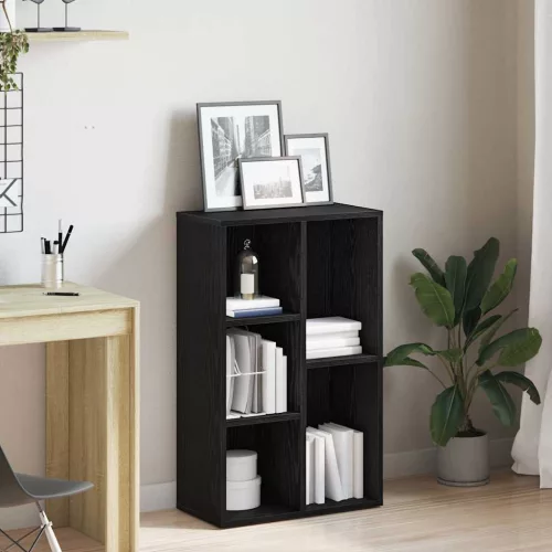 vidaXL fekete tölgy szerelt fa könyvespolc 50x25x80 cm