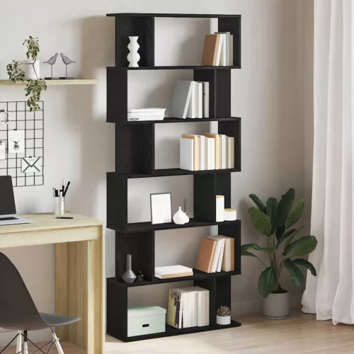 vidaXL fekete tölgy szerelt fa könyvespolc 80x24x190,5 cm