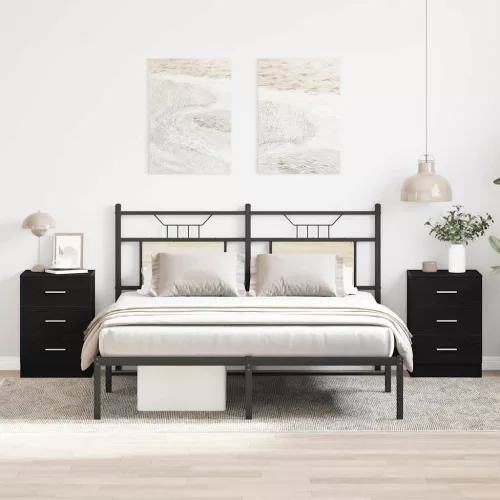 vidaXL 2 db fekete tölgyszínű szerelt fa éjjeliszekrény 38x35x55 cm