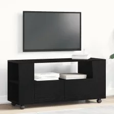   vidaXL fekete tölgy szerelt fa TV-szekrény kerekekkel 102x34,5x43 cm