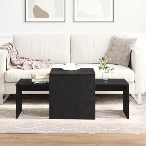 vidaXL Egymásba helyezhető asztalok Fekete tölgy 100 x 48 x 40 cm