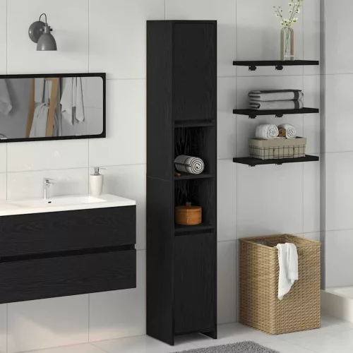 vidaXL Fürdőszoba Székény Fekete tölgy 30 x 30 x 183,5 cm Faanyag