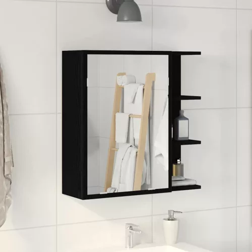 vidaXL Fürdőszobai tükörszekrény Fekete tölgy 62,5 x 20,5 x 64 cm