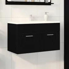  vidaXL Fürdőszoba Mosdókagyló Szekrény Fekete Tölgy 80x38,5x46 cm Műanyag