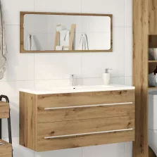   vidaXL kézműves tölgy színű szerelt fa mosdószekrény 100x38,5x48 cm