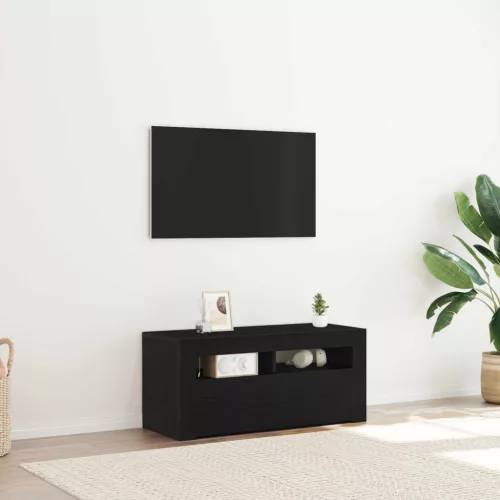 vidaXL TV szekrény fiókkal Fekete tölgy 90 x 39 x 30 cm Faanyag
