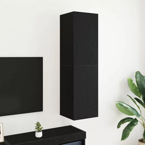 vidaXL Fali TV Szekrény Fekete tölgy 30,5 x 30 x 110 cm Faanyag