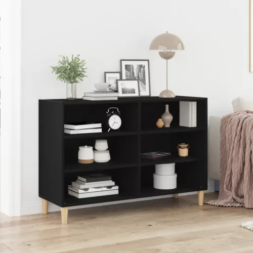 vidaXL Fekete tölgyfa oldalszekrény 103,5x35x70 cm Műszaki fa