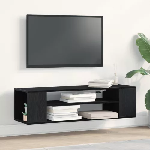 vidaXL Falra szerelhető TV szekrény, fekete tölgy, 100x30x26,5 cm, műgyanta