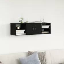   vidaXL Falra Szerelhető Polc Fekete Tölgy 140x41x75 cm Szerelt Fa