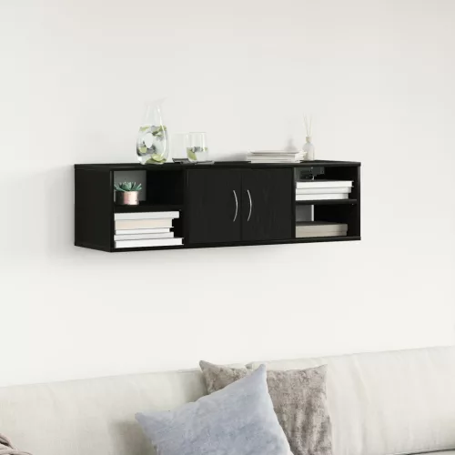 vidaXL Falra Szerelhető Polc Fekete Tölgy 140x41x75 cm Szerelt Fa