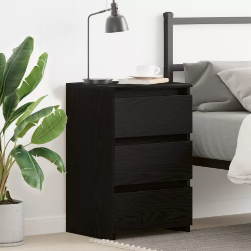 vidaXL Éjjeli Asztal Fekete Tölgy 40x35x62,5 cm Műszaki Fa