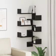   vidaXL Falipolcok 2 db Fekete Tölgy 40x40x49,5 cm Fűrészelt Fa