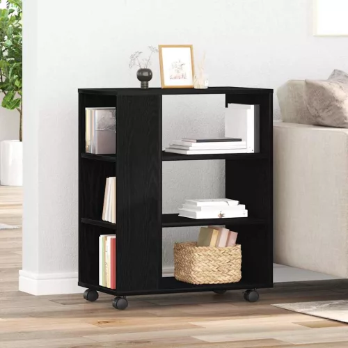 vidaXL Tárolószekrény kerékkel Fekete tölgy 60 x 35 x 75 cm Faanyag