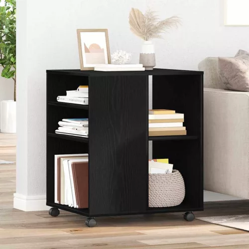vidaXL Tárolószekrény kerékkel Fekete tölgy 60 x 53 x 72,5 cm Faanyag