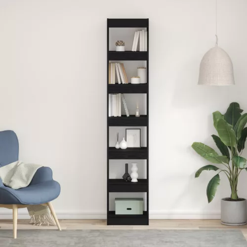 vidaXL Fekete Tölgy Könyvespolc - 40x30x198 cm Műanyag