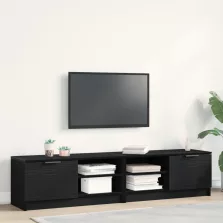   vidaXL TV Szekrény 2 db Fekete Tölgy 80x35x36,5 cm Feltárt Fa