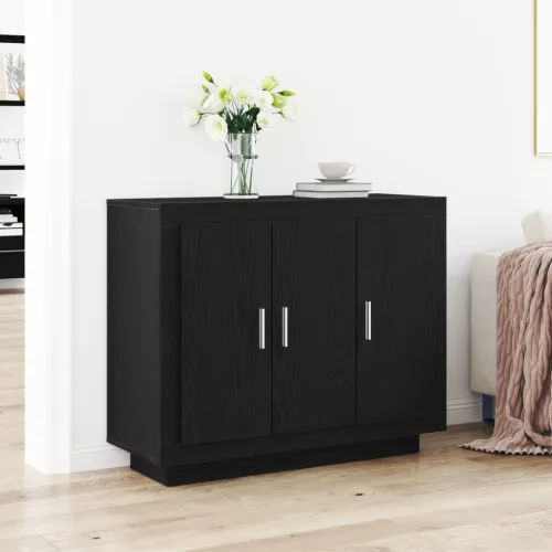 vidaXL Fekete Tölgy oldalszekrény 92x35x75 cm Mérnök Fa