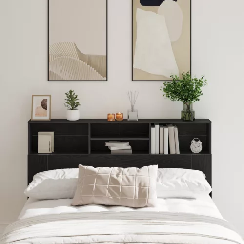 vidaXL Főágyfejléc Szekrény Fekete Tölgyből - 160 x 19 x 103.5 cm, mérnöki fából.