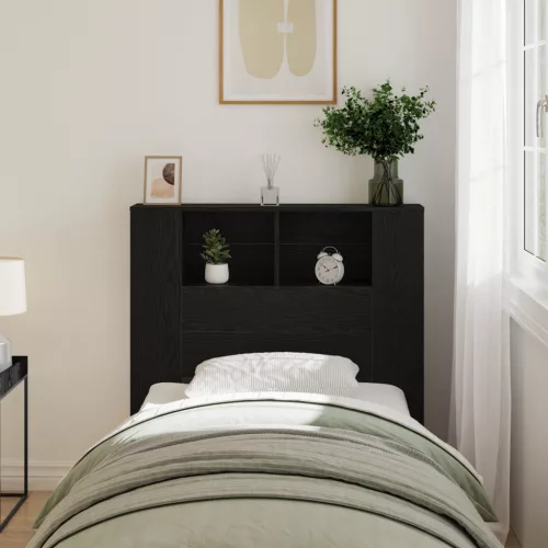 vidaXL Fejtámla Szekrény Fekete Tölgy 100x19x104,5 cm Rétegelt Fából