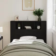   vidaXL Fejtámla Szekrény Fekete Tömör Fa 120x19x104,5 cm Mérnöki Fa