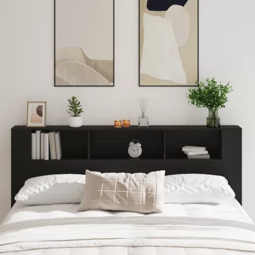 vidaXL Fejtámla Szekrény Fekete Tölgy 200x18,5x104,5 cm