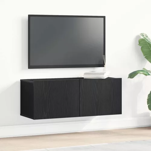 vidaXL TV szekrény 2 pcs Fekete tölgy 80 x 30 x 30 cm Faanyag