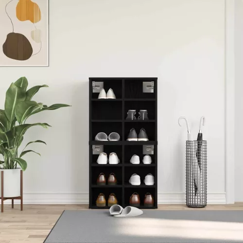 vidaXL Cipőszekrény 2 pcs Fekete tölgy 52 x 30 x 50,5 cm Faanyag