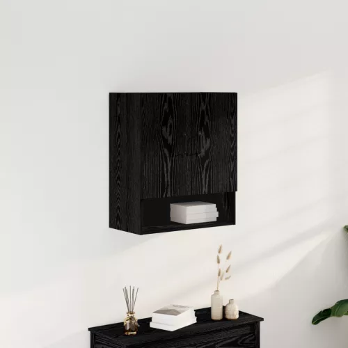 vidaXL Fali Szekrény Fekete Tölgy 60x30x70 cm Mérnöki Fa