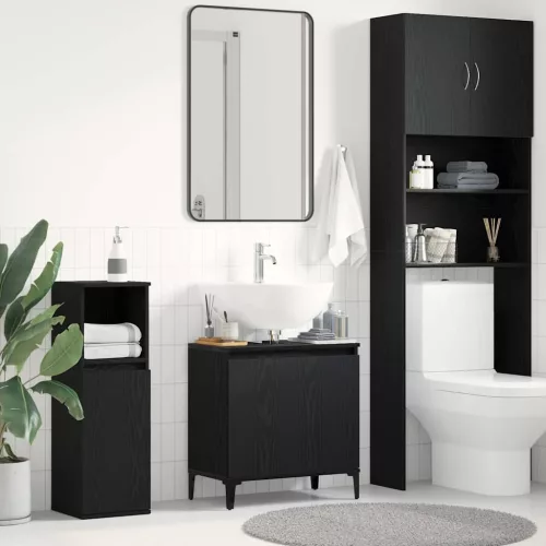 vidaXL Fürdőszobai mosdószekrény Fekete tölgy 58 x 33 x 60 cm Faanyag