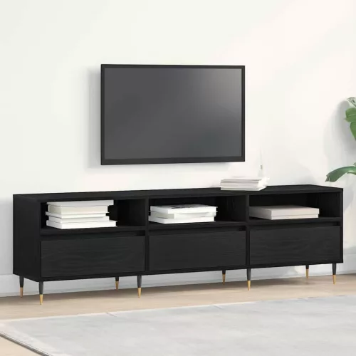 vidaXL TV szekrény fiókkal Fekete tölgy 150 x 30 x 44,5 cm Faanyag
