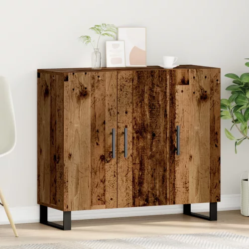vidaXL 3 ajtós komód Régi fa 90x34x80 cm Mérnöki fa
