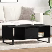   vidaXL Dohányzóasztal fiókkal Fekete tölgy 90 x 50 x 36.5 cm Faanyag