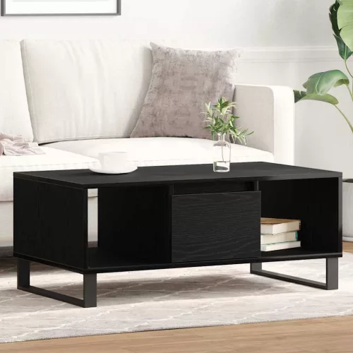 vidaXL Dohányzóasztal fiókkal Fekete tölgy 90 x 50 x 36.5 cm Faanyag