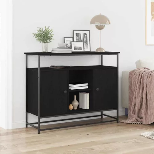 vidaXL Széf Fekete tölgy 100 x 35 x 80 cm Faanyag