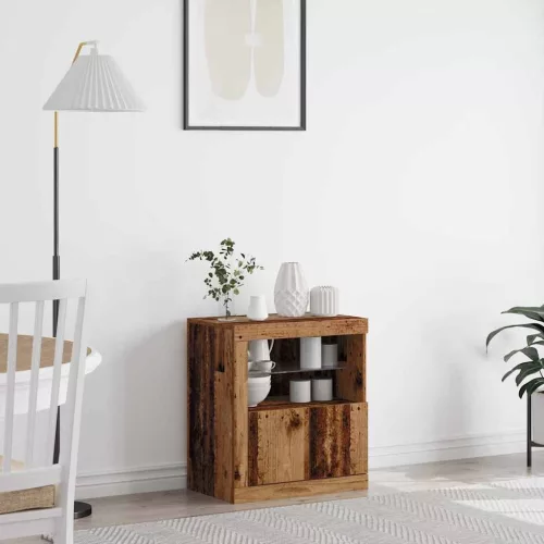 vidaXL LED tálaló LED -es lámpákkal Barna 60,5 x 37 x 67 cm Faanyag