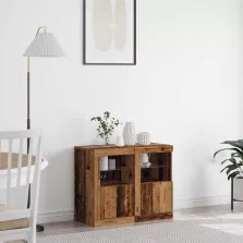 vidaXL LED tálaló 2 pcs Öreg fa 41 x 37 x 67 cm Faanyag