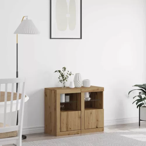 vidaXL LED tálaló 2 pcs Artisan tölgy 41 x 37 x 67 cm Faanyag