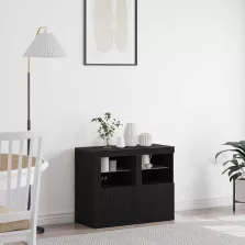   vidaXL LED tálaló 2 pcs Fekete tölgy 41 x 37 x 67 cm Faanyag