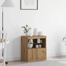   vidaXL LED tálaló LED -es lámpákkal Barna 60,5 x 37 x 67 cm Faanyag